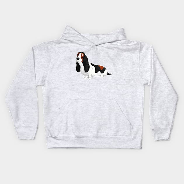 Cute cartoon Basset Hound Kids Hoodie by Art by Angele G